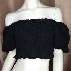 Wild Fable Women's Off The Shoulder Crop Top - Size: Medium - Color: Black